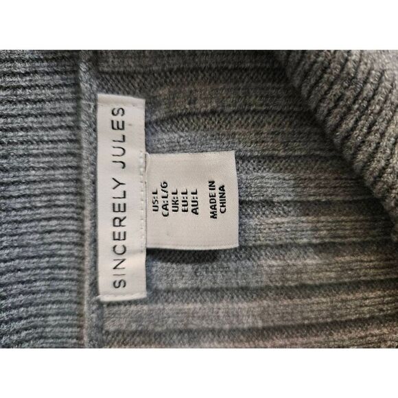 Sincerely Jules gray ribbed button front collared cardigan sweater.  Size L. - Picture 3 of 5